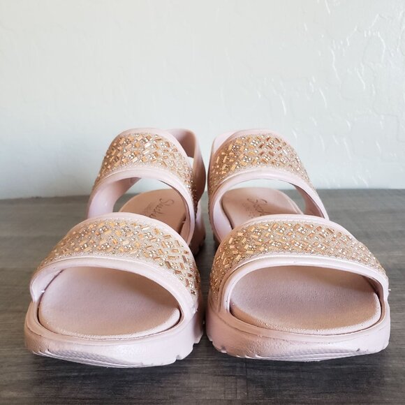 Skechers Foamies Footsteps Glam Party Rhinestone Sandals Blush Pink Sz Womens 8 - Picture 2 of 11